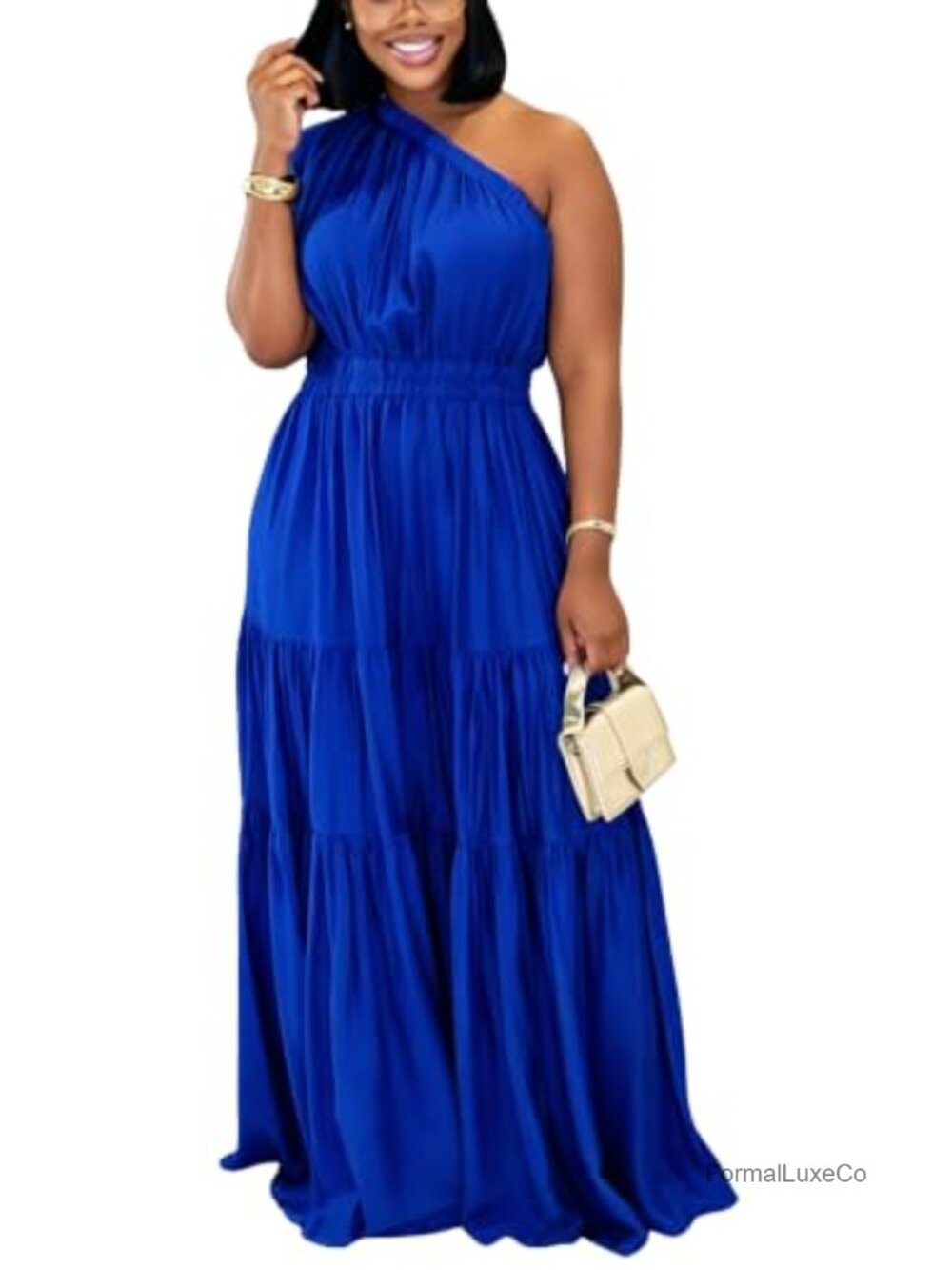 Women's One Shoulder Sleeveless Boho Maxi Dress Flowy A-Line Sundress